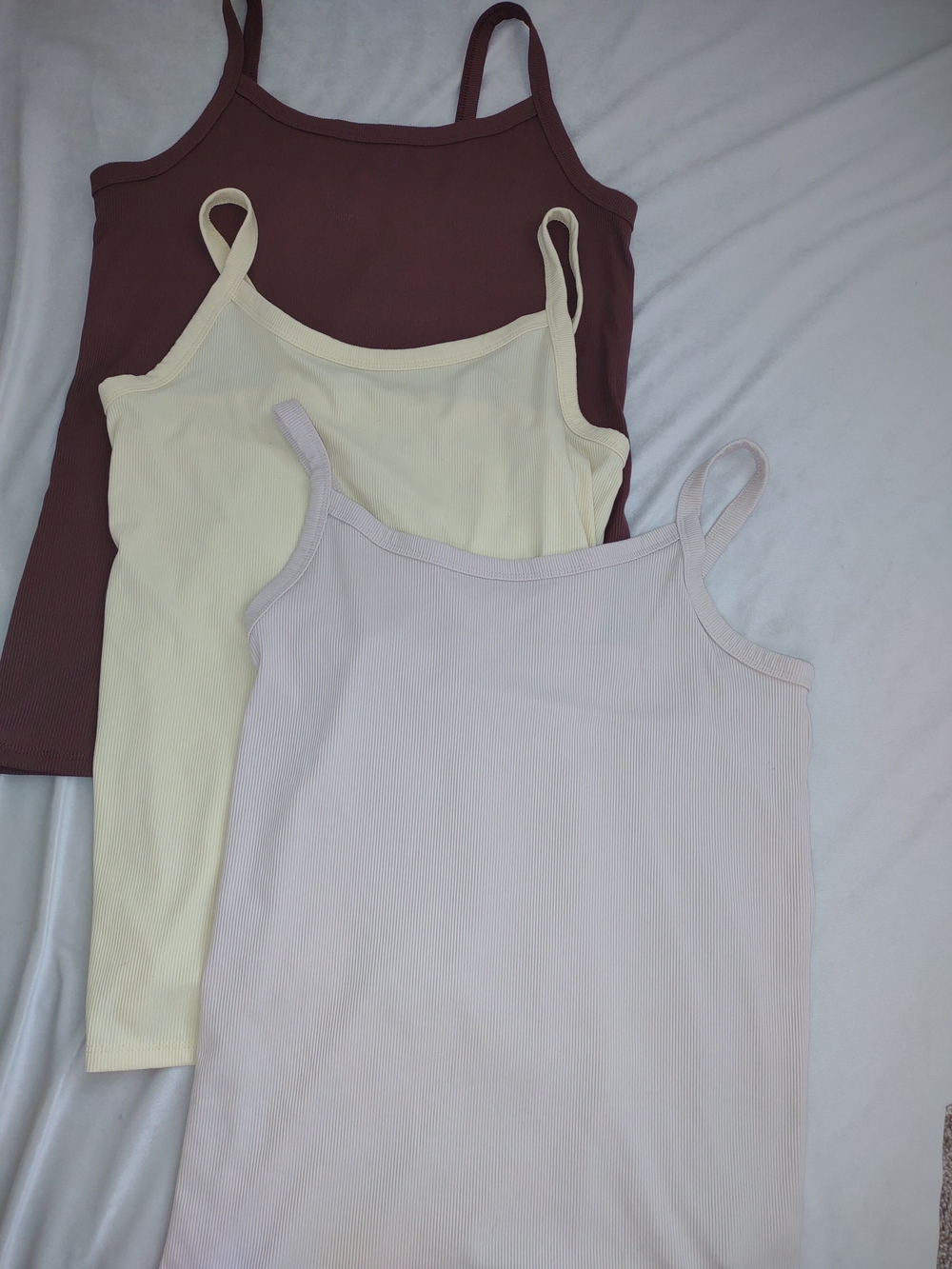 No Boundaries Ribbed Camisole Set - Brown, Yellow, Cream